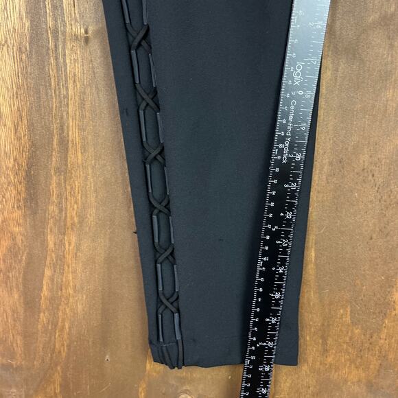 Express Womens Pants Black Leggings Side Lace Up Straight Leg Stretch 12 Regular - Picture 9 of 12
